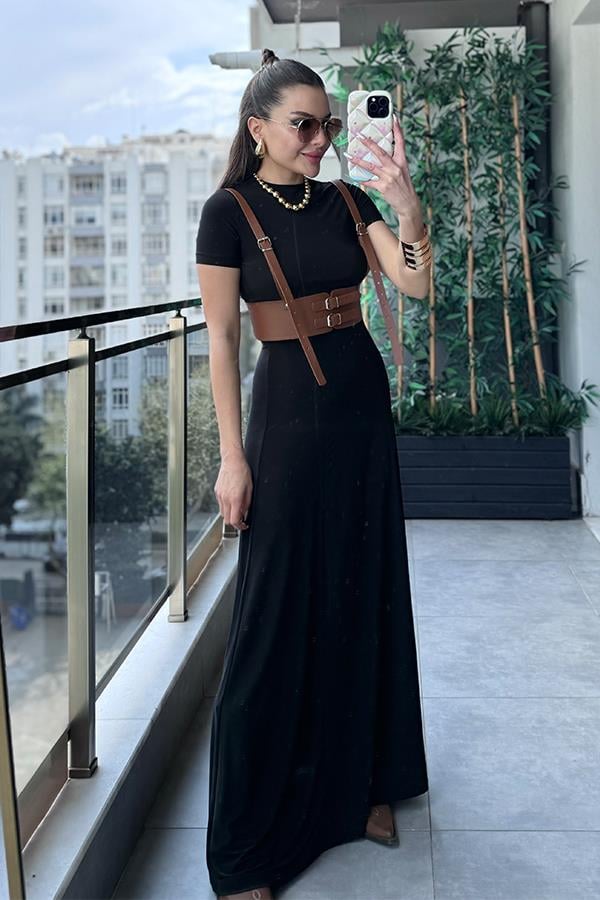 Zalia Geniş Etekli Uzun Elbise