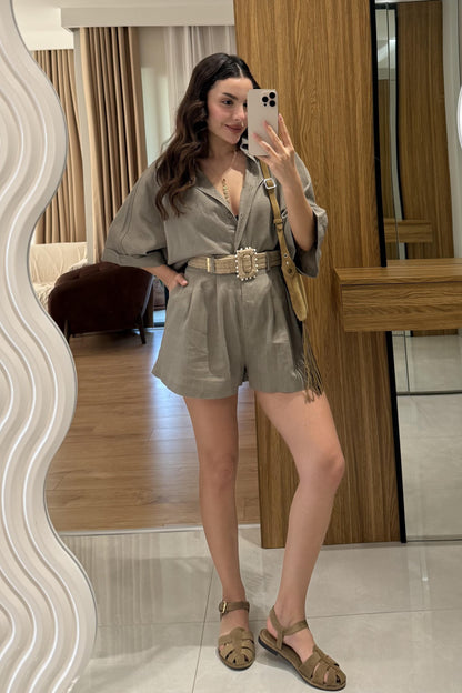 Zavina Vizon Kemerli Ham Keten Takım