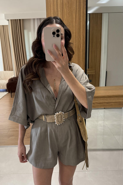 Zavina Vizon Kemerli Ham Keten Takım